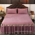 Fleece bedspread with bed skirt 100% polyester